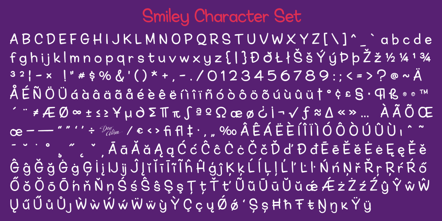 Smiley Font Family by Dear Alison | Font Bros